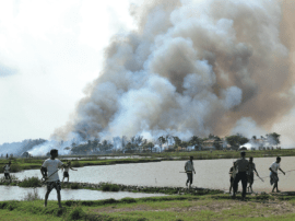 A Rohingya Village being burned in Arakan State Photo Credit: "All You Can Do Is Pray" - Human Rights Watch 